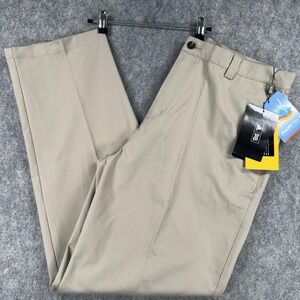 Adidas Golf Pants Mens 38x34 Khaki Climalite ProDRY Plus Flat Front Performance